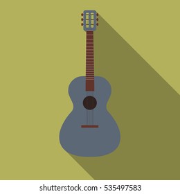Guitar on a yellow background flat