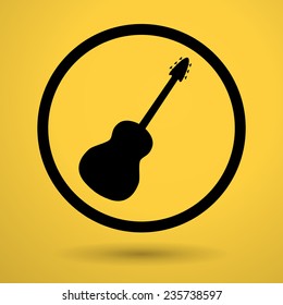 guitar on yellow background icon