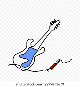 guitar, One continuous single line hand 