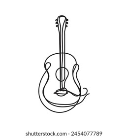 guitar one line art design guitar  outline design style 