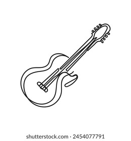 guitar one line art design guitar  outline design style 