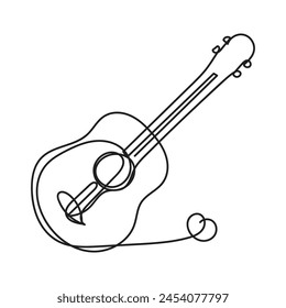 guitar one line art design guitar  outline design style 