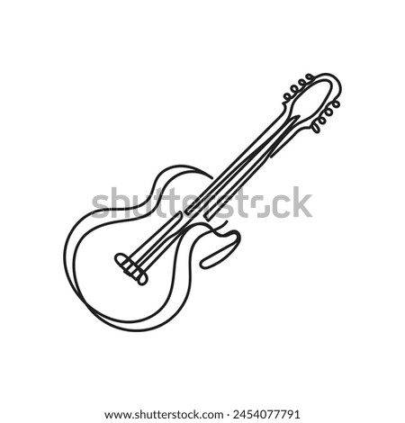 guitar one line art design guitar  outline design style 
