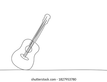 Guitar One line drawing on white background