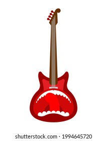 Guitar open mouth. Rock and roll symbol. vector illustration
