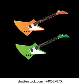 guitar orange and green