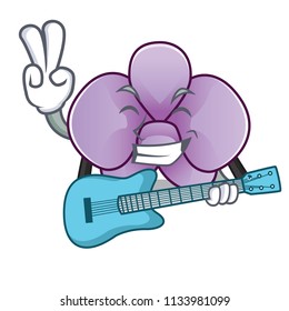 With guitar orchid flower mascot cartoon