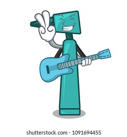 With guitar otoscope mascot cartoon style