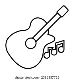 Guitar Outline bold Vector Icon which can be easily modified or Edited
