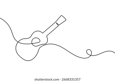 Esquema de guitarra continua de una línea de arte boceto minimalista aislado diseño de Vector abstracto