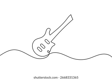 Esquema de guitarra continua de una línea de arte boceto minimalista aislado diseño de Vector abstracto