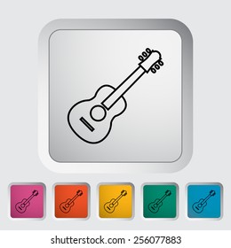 Guitar. Outline icon on the button. Vector illustration.