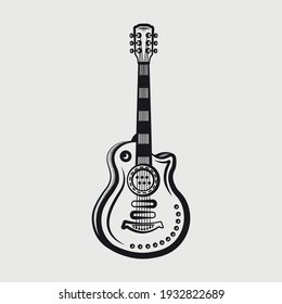 Diseño de vectores imprimibles con contorno de guitarra 