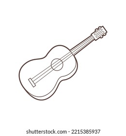 Guitar outline silhouette. Vector linear illustration.