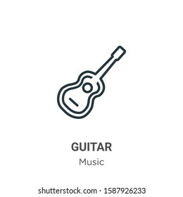 Guitar outline vector icon. Thin line black guitar icon, flat vector simple element illustration from editable music concept isolated on white background