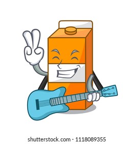 With guitar package juice mascot cartoon