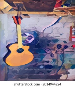 guitar painting with water color. very cool and beautiful 