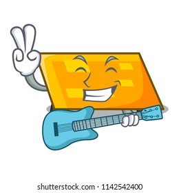 With guitar parallelogram mascot cartoon style