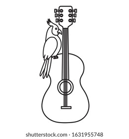 guitar with parrot bird isolated icon vector illustration design