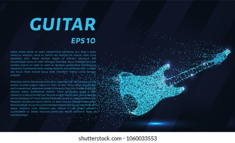 Guitar of the particles. The guitar is composed of circles and dots. Vector illustration