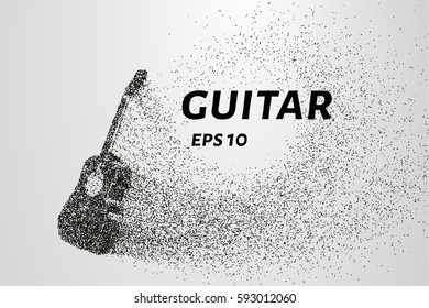 Guitar of the particles. The guitar is composed of circles and dots. Vector illustration.