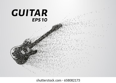 Guitar of the particles. The guitar is composed of circles and dots. Vector illustration