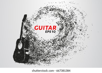 Guitar of the particles. The guitar is composed of circles and dots. Vector illustration.