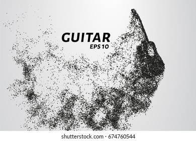 Guitar of the particles. The guitar is composed of circles and dots. Vector illustration