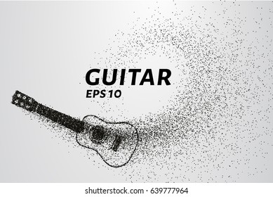 Guitar of the particles. The guitar is composed of small circles and dots. Vector illustration