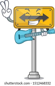 With guitar pass on either side the cartoon