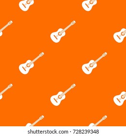 Guitar pattern repeat seamless in orange color for any design. Vector geometric illustration