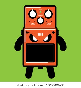 Guitar Pedal Distortion Monster Character Design