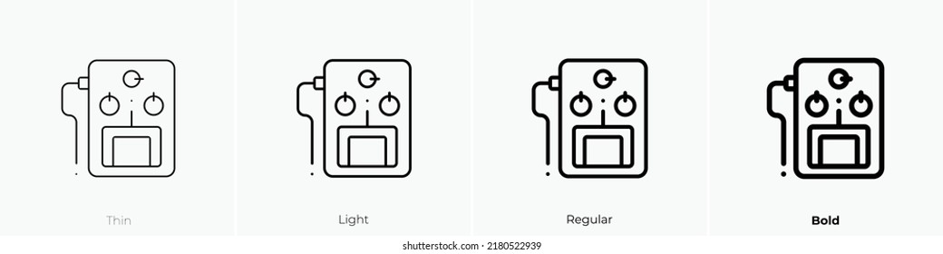 guitar pedal icon. Thin, Light Regular And Bold style design isolated on white background