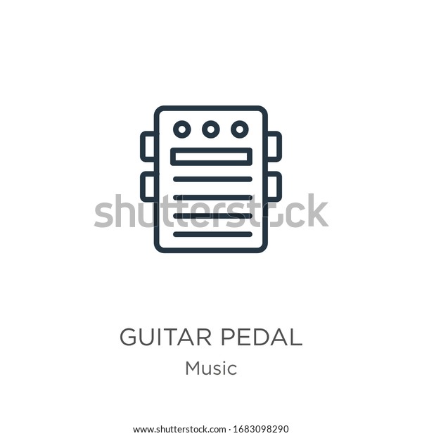 Guitar pedal icon. Thin linear guitar pedal\
outline icon isolated on white background from music collection.\
Line vector sign, symbol for web and\
mobile