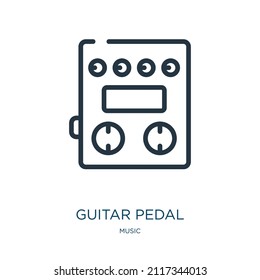 guitar pedal thin line icon. guitar, amplifier linear icons from music concept isolated outline sign. Vector illustration symbol element for web design and apps.