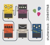 Guitar pedals vector set