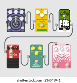 Guitar pedals vector set