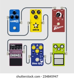 Guitar pedals vector set