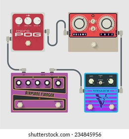 Guitar pedals vector set