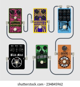 Guitar pedals vector set