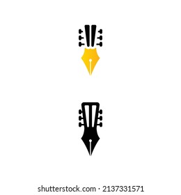 logo de la pluma de guitarra. ilustración vectorial de la forma de la cabeza.