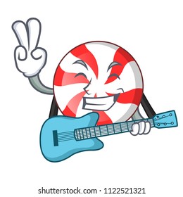 With guitar peppermint candy mascot cartoon