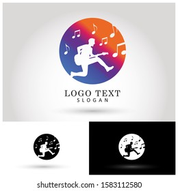 Guitar Performer Logo. Symbol & Icon Vector Template.
