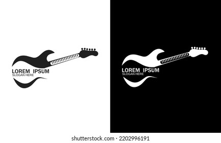 Guitar and Piano Combination Logo Concept. Simple Guitar Logo. Simple Piano Logo. Vector Illustration