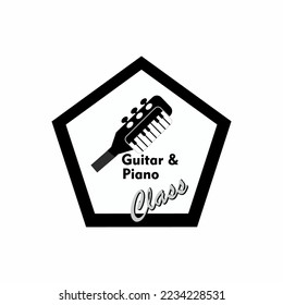 the guitar and piano logo icon can be used as a class logo