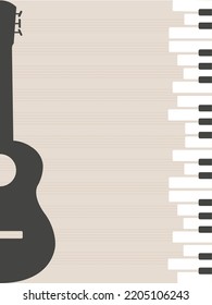 Guitar and piano vector icons. Instrument themed background.