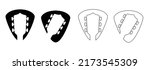 Guitar pick. Cartoon guitars headstock, rock music guitar necks or head silhouette. Vector icon or logo. Musical, acoustic entertainment. Guitar head symbol. Bass Guitar headstock.