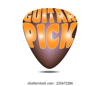 "Guitar pick" Colorful text, isolated on white background