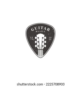 Guitar Pick Emblem for Music Band or Guitarist Logo Label logo design