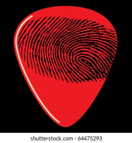 A guitar pick with a fingerprint on it